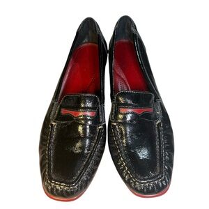 SAS Black Patent Leather Penny Loafer Red Sole Comfort Shoes 8.5N